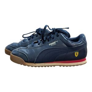 PUMA Kids Scuderia Ferrari Roma Sneakers Navy Blue Red Motorsport Shoes Size 2C